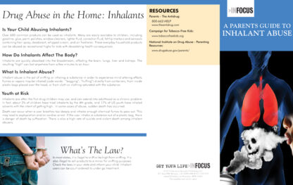 A Parent’s Guide to Inhalant Abuse Pamphlet