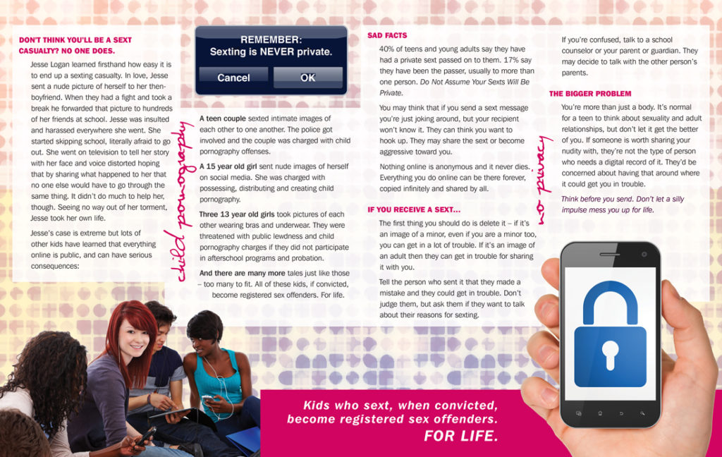 Sexting Think Before You Send Pamphlets Prevention and Treatment