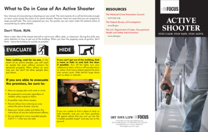 "Active Shooter: Stay Calm. Stay Safe. Stay Alive." Pamphlet