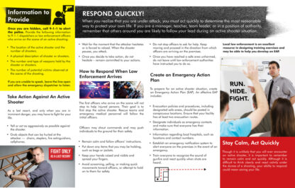 "Active Shooter: Stay Calm. Stay Safe. Stay Alive." Pamphlet