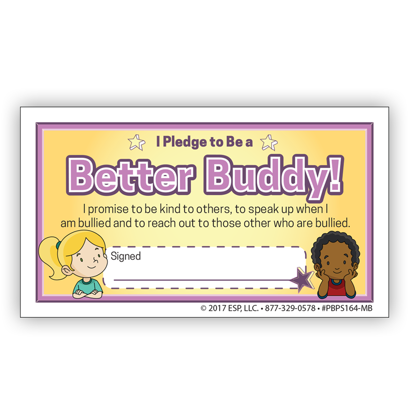 Bullying Prevention Pledge Cards Be A Better Buddy PTR Press