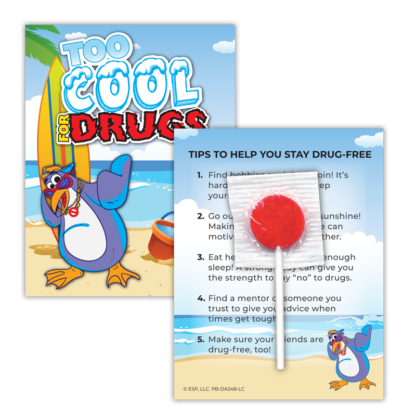 Red Ribbon Solutions "Too Cool for Drugs" Lollipop Card