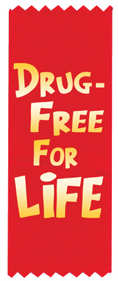 "Drug-Free for Life" Red Ribbon