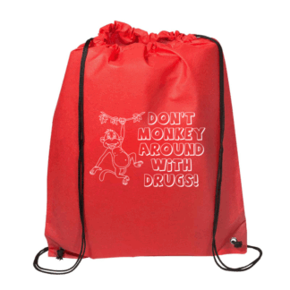 Monkey Around With Drugs Red Ribbon Week Drawstring Bags