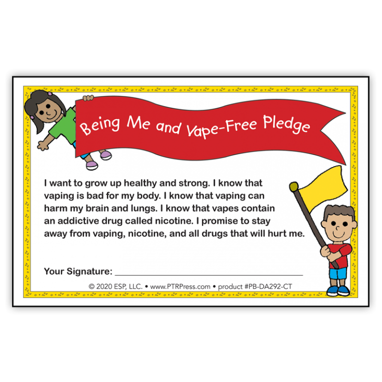 Example Certificate product: “Being Me and Vape-Free!” Certificate
