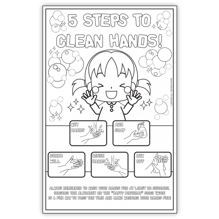 “5 Steps to Clean Hands!” Color Me Poster