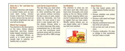 Healthy Fast Food Tips Handouts