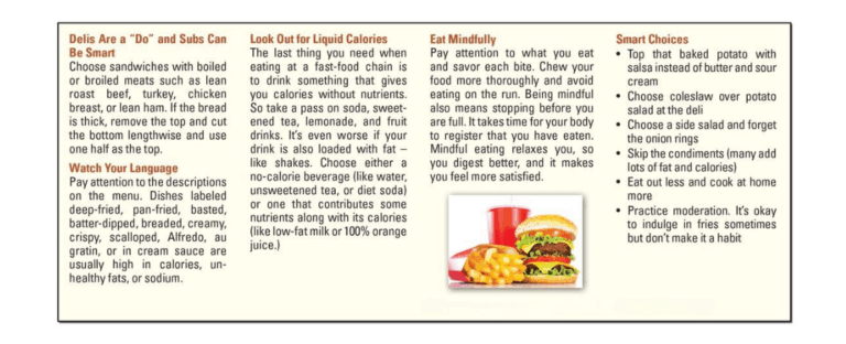 A Guide To Healthier Fast Food Pocket Pamphlet