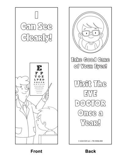 optometrist coloring bookmarks