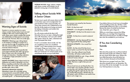 Senior Suicide Awareness Pamphlets