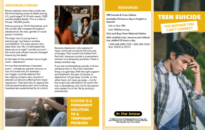 Teen Suicide Prevention Brochures