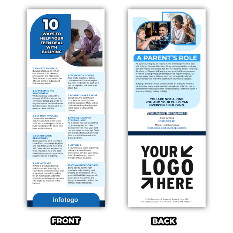 10 Ways to Help Teens Deal with Bullying Rack Cards