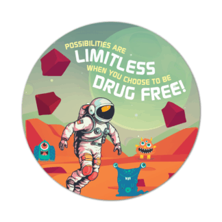 Spaced Themed Drug Free Stickers