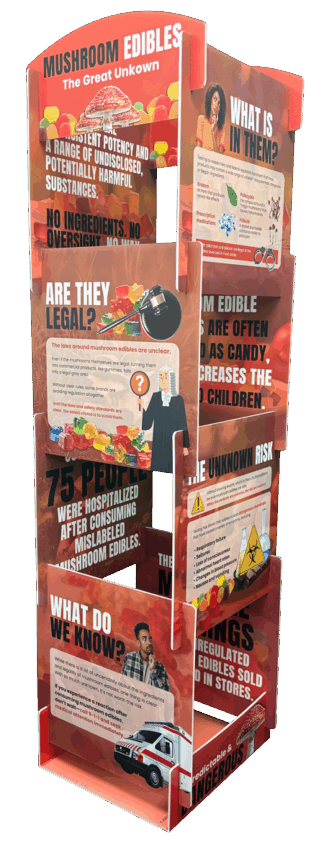 Mushroom Edibles Tabletop Info Tower