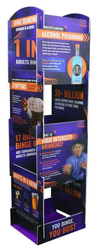 Binge Drinking Display Info Tower Freestanding Educational Tool