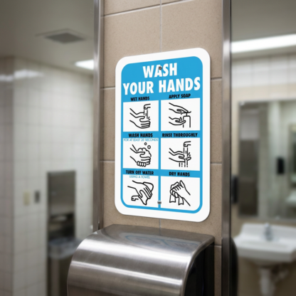 how to wash your hands aluminum sign