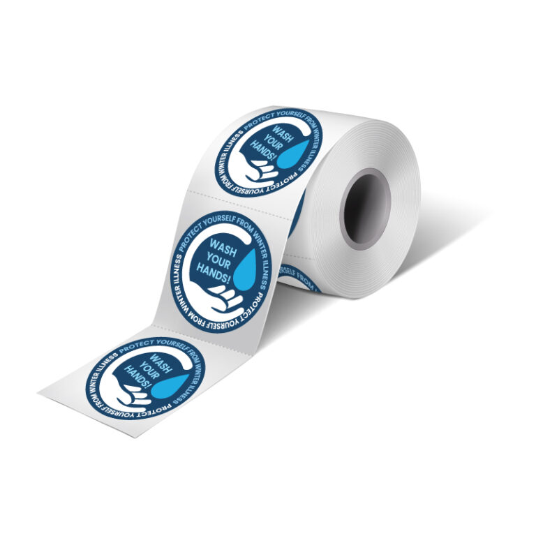 Example Sticker Label product: Wash Your Hands – Protect Yourself From Winter Illness Sticker Labels