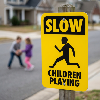 Children Playing Street Signs