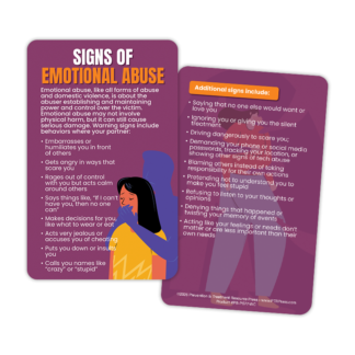 Signs of Emotional Abuse Wallet Cards