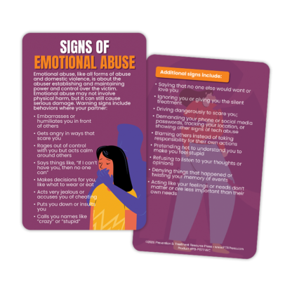 Signs of Emotional Abuse Wallet Cards