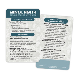 Mental Health Resources for Veterans Wallet Card
