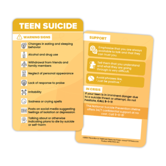 Teen Suicide Prevention Wallet Card