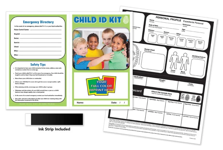 Example Identification Card product: Custom Child Safety Identification Card and Kit