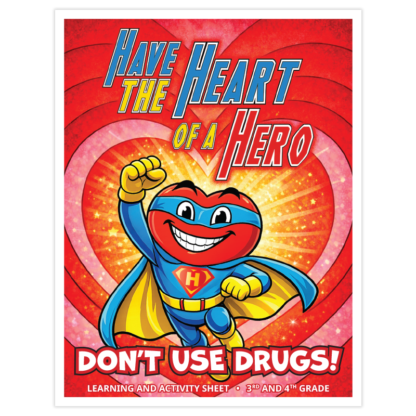 Kids Have the Heart of a Hero Drug Free Activity Sheet for Red Ribbon Week