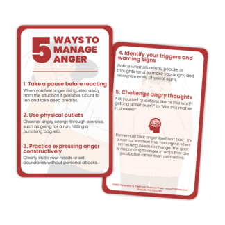 5 Ways to Manage Anger Wallet Card