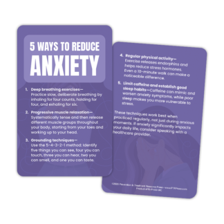 5 Ways to Reduce Anxiety Wallet Card