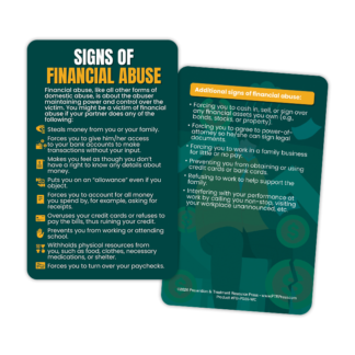 Signs of Financial Abuse Wallet Card